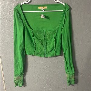 Green Corset Long Sleeve Women's Top